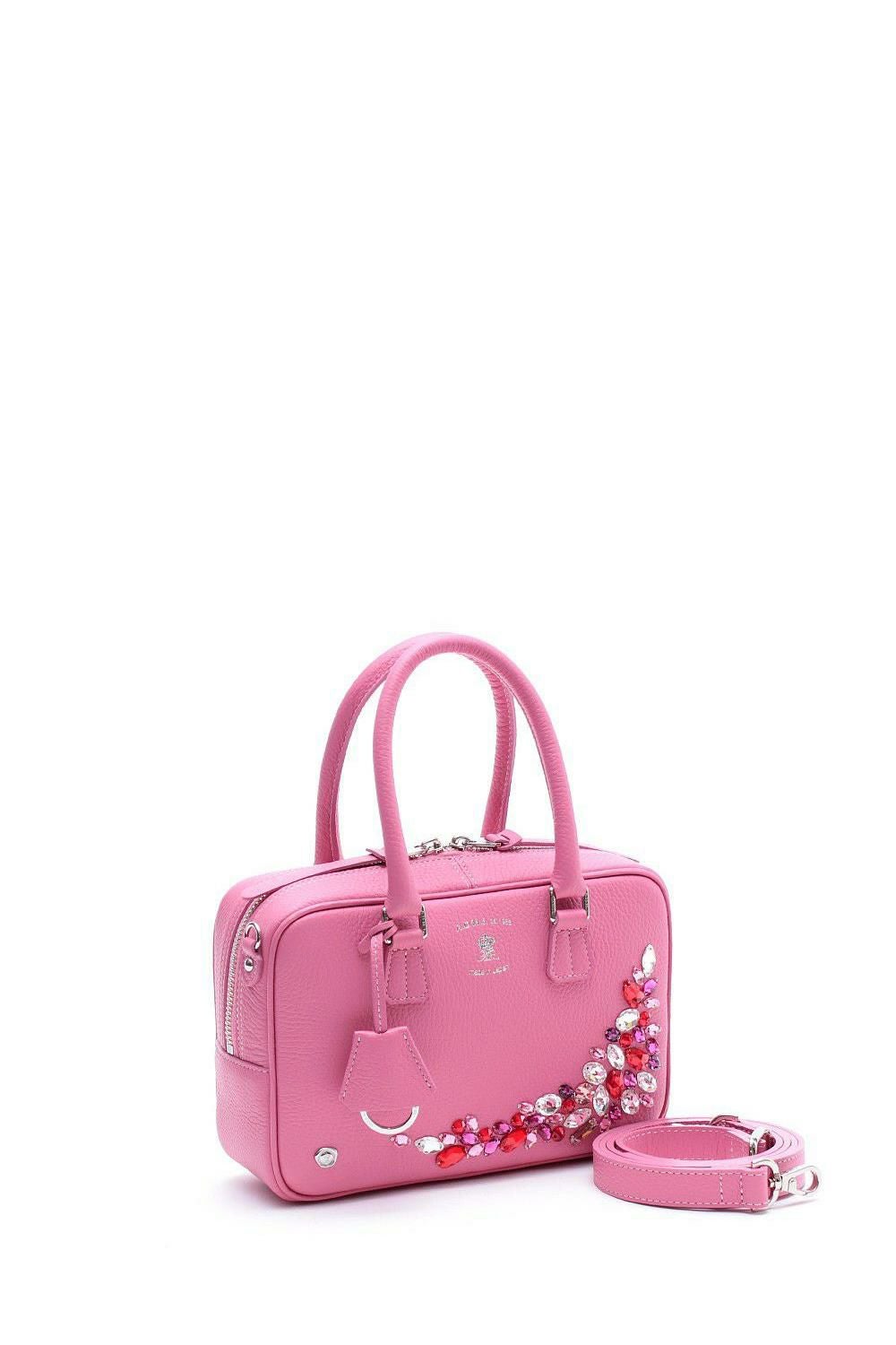 ESCADA 　スワロフスキー パーティーバッグ ピンク スワロフスキー・クリスタル 牛革 ボストンバッグ 23cm | A.D.M.J.公式