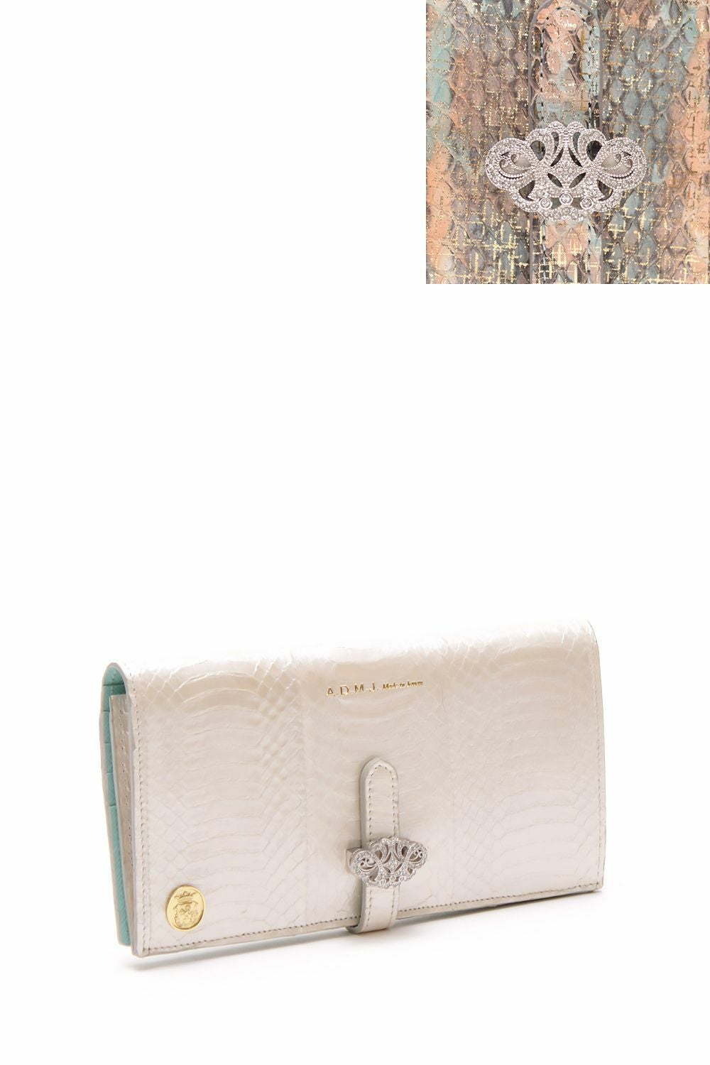 【美品】ADMJ スネークレザー ラウンドウォレット A.D.M.J（エーディーエムジェイ） ADMJ 財布 マルチマテリアル